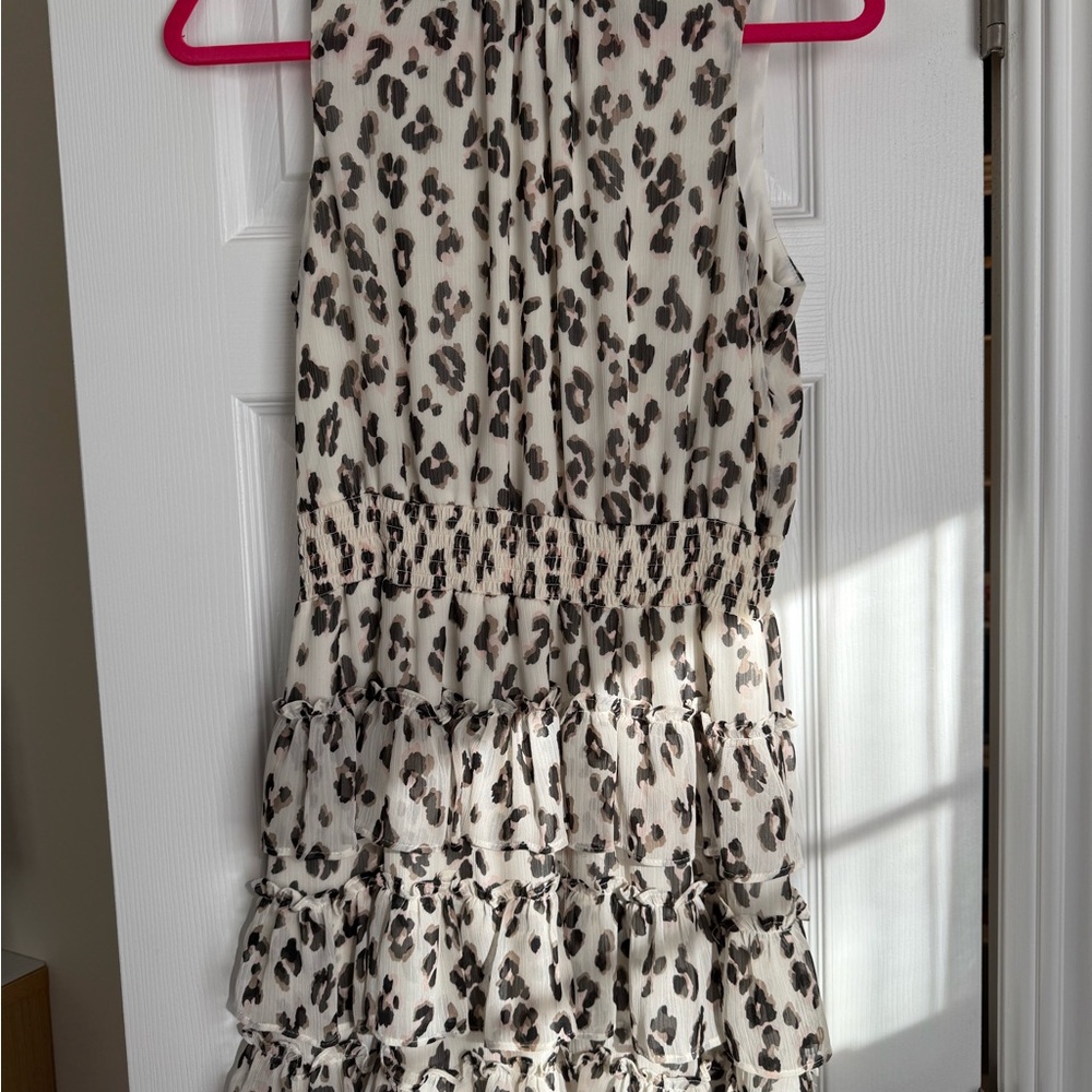 Express Leopard Print Ruffle Dress